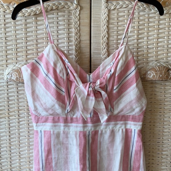 Parker Dany A-line Dress Pink Stripes Spaghetti Straps Front Bow Detail NWOT - Picture 12 of 12